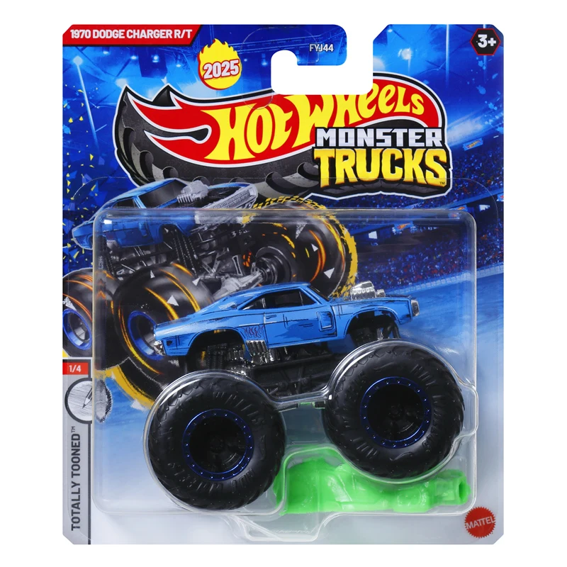 2025 rodas quentes monster trucks hw tigre tubarão bigfoot papoula 1/64 escala modelo de carro fundido brinquedo para meninos presente fyj44