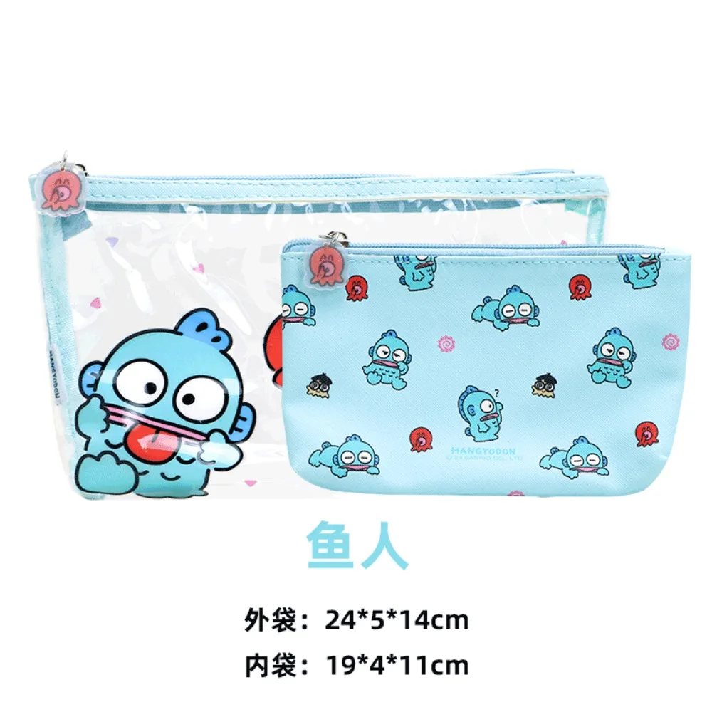 MINISO Sanrios Cinnamoroll Hangyodon HelloKittys Kuromi Storage Bag Cartoon Cute Cosmetic Bag Pencil Case Gift 2 Piece Set