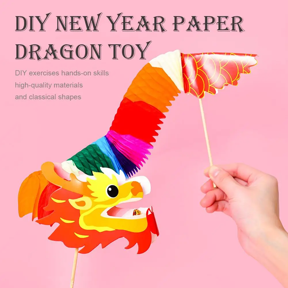 New Year Paper Dragon Toy Craft Art DIY Dragon Dance Lion Dance Folk Art Festival Party Small Props, Atmosphere Decorations