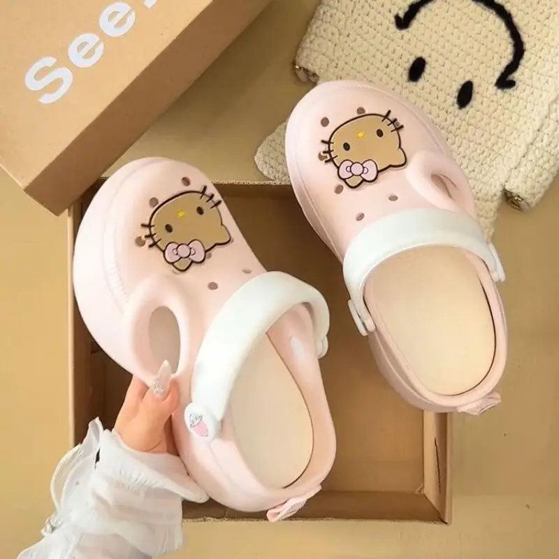 

Cartoon Hello Kitty Women Summer Slippers Sanrio Kawaii Anime Cute Non-Slip Shoes Home Sandals Girls Student Thick Bottom Shoes
