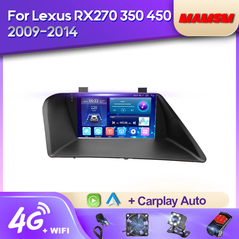 MAMSM Android 12 2K Car Radio For Lexus RX270 350 450 2009-2014 LHD Multimedia Bluetooth Player Navigation 4G GPS Carplay stereo