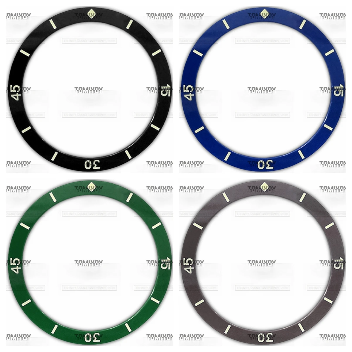 Luminous cerâmica inclinada relógio moldura inserir, apto para SKX007 relógio de pulso mecânico, preto, azul, escuro, verde, roxo, 38mm