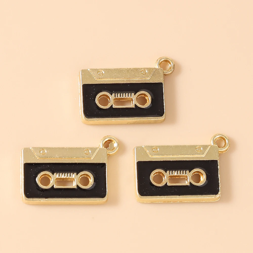 Leslie 10 Stück Emaille-Anhänger mit Motiven von Musik, Radio, Grammophon und Kassetten für die Schmuckherstellung, Anhänger, Halsketten, Ohrringe, DIY-Handarbeiten – Detail 30