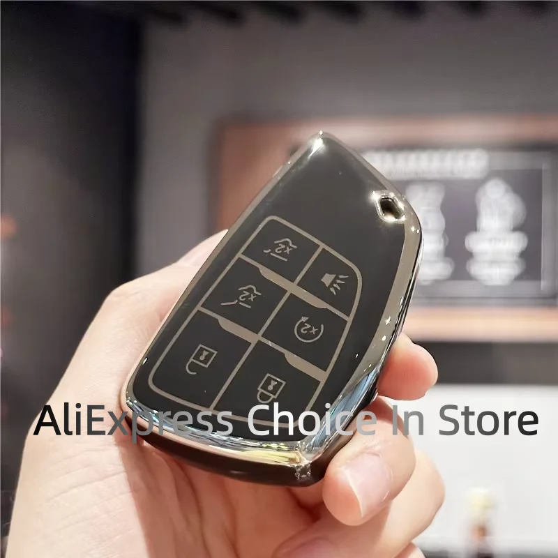Key Fob Cover with Keychain for Chevrolet Silverado T-carbon GMC Sierra Yukon Denali Chevy Silverado Suburban Tahoe 2021-2024