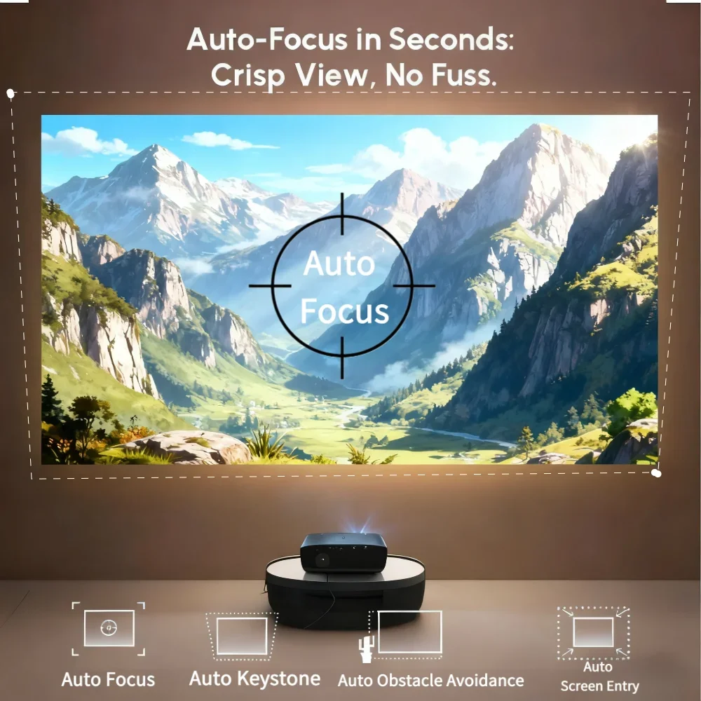 جهاز عرض 4K عالي الدقة، جهاز عرض ذكي لتلفزيون جوجل نيتفليكس، شعاع ترخيص رسمي، جهاز عرض TOF أندرويد 14 واي فاي، جهاز عرض فيديو بتركيز تلقائي