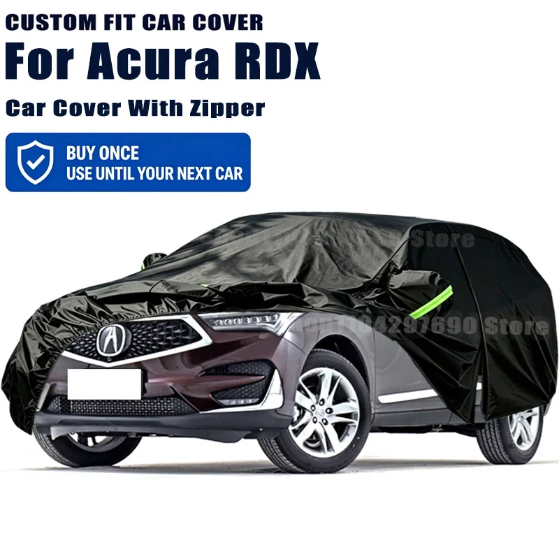 For Acura RDX Outdoor Full Car Cover With Zipper Snow Cover Sunshade Waterproof Dustproof Exterior Protection