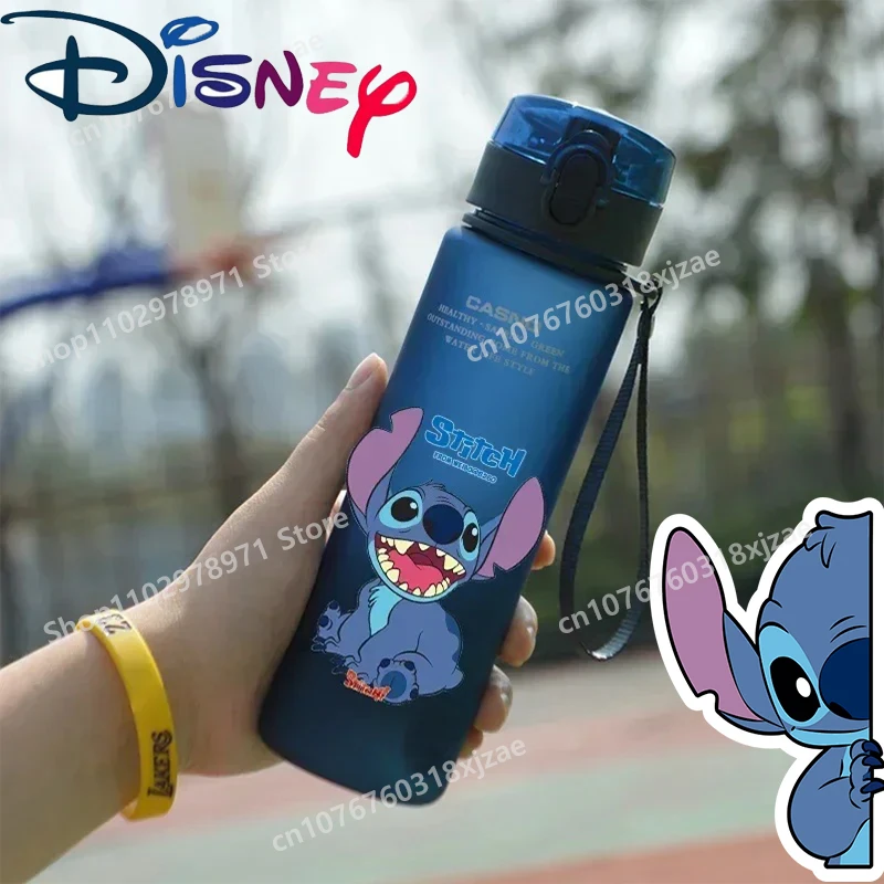 

560ML Disney Stitch Water Bottles Cartoon Large Capacity Anime Kawaii Portable Plastic Outdoor Water Drinking for Student Gifts