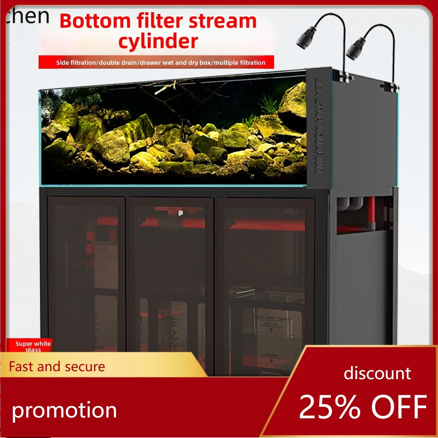 

Аквариум HXL с нижним фильтром, полный комплект для дома и гостиной, не требует замены воды, экологический, стеклянный