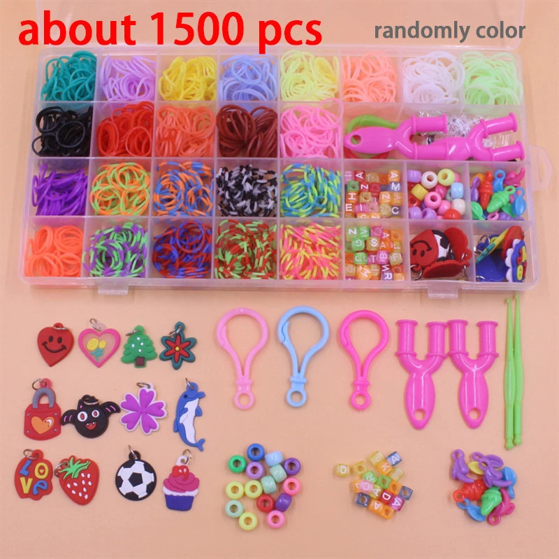 Buntes Loom Bands Set Bonbonfarben Armband-Bastelset DIY Gummiband Gewebtes Armband-Set Mädchen Bastelspielzeug Geschenke