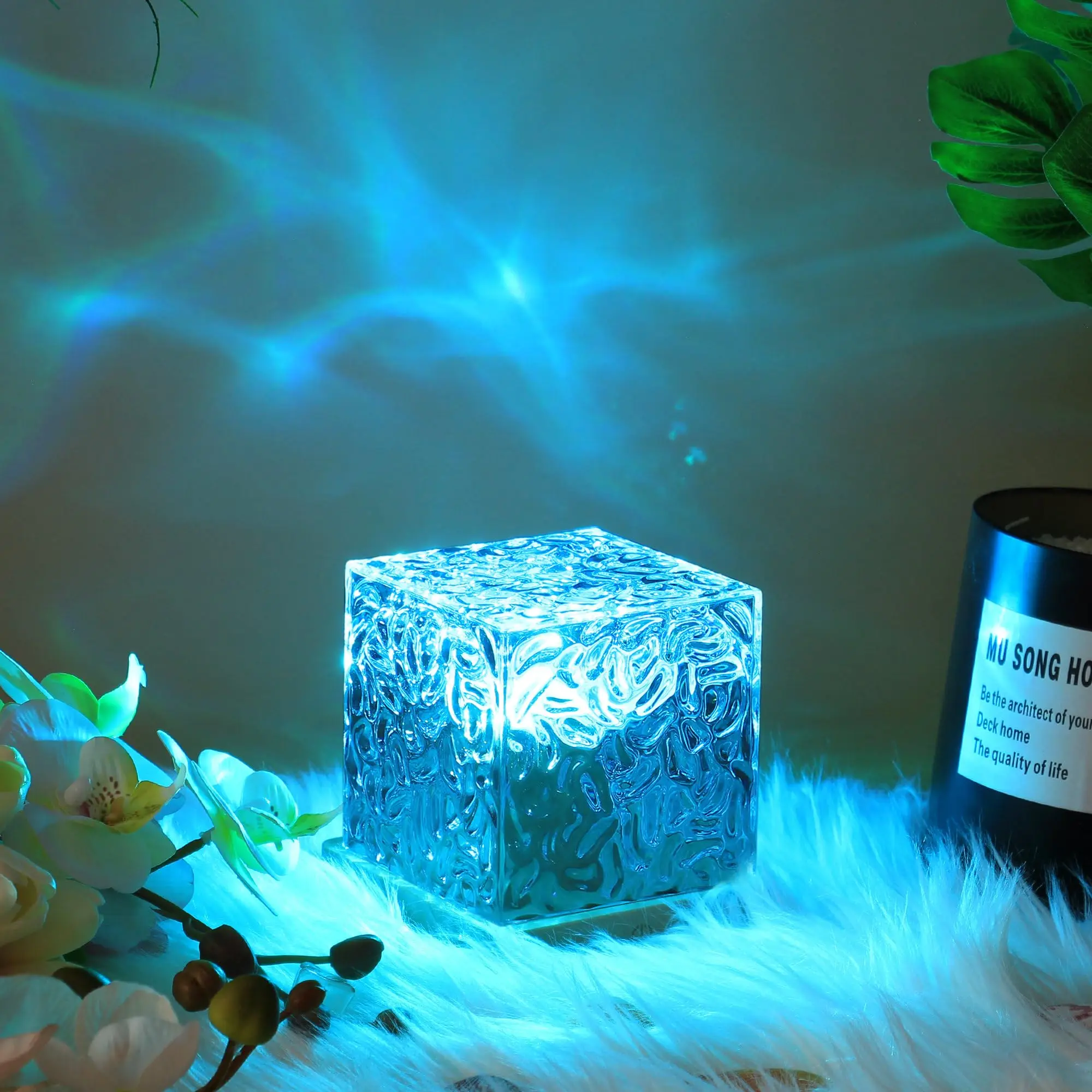 Ocean Wave Projector Light 16 Colors Midnight Aura Lamp with Touch Control Aurora Glow Lamp for Home Office Bar Underwater Night