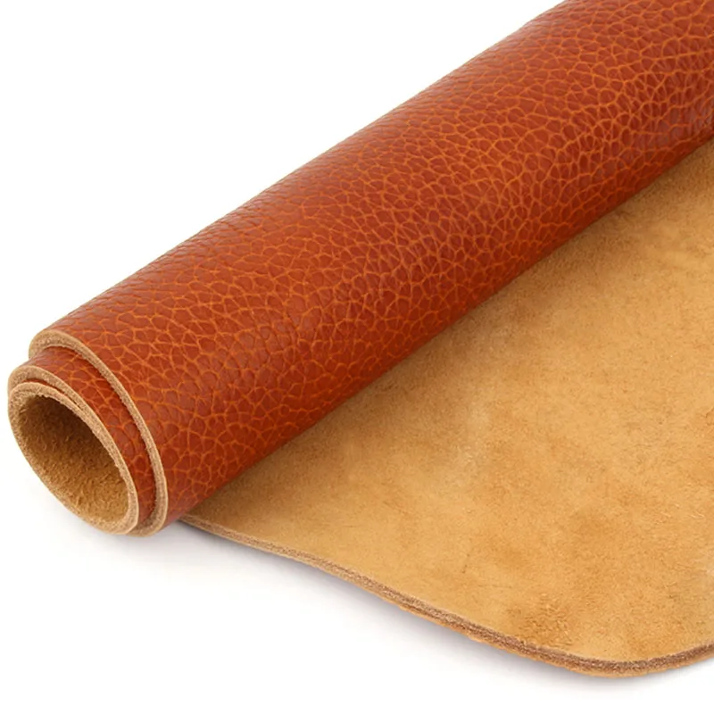 Thick Cowhide Material Top Layer, Red and Brown Leather Fabric, Table Mat, Sofa Mattress, Yellow and Brown, 4.0mm