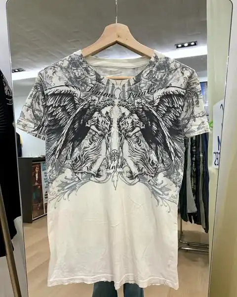 

Angel Pattern Fashion Cotton Short Sleeves High Street Hip-Hop Style Double-Sided Pattern T-Shirt Men American Street Loose Tee