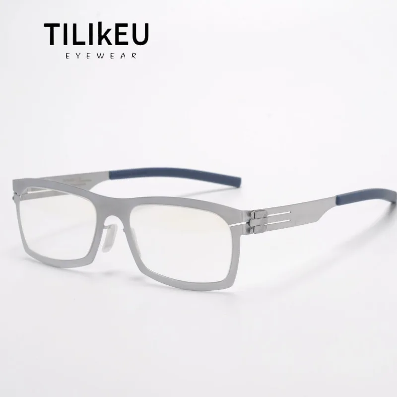 

German Screwless Solderless Frame Ultra-Thin Stainless Steel Full Rim Retro Classic Big Face Men Optical Myopia Glasses Frames