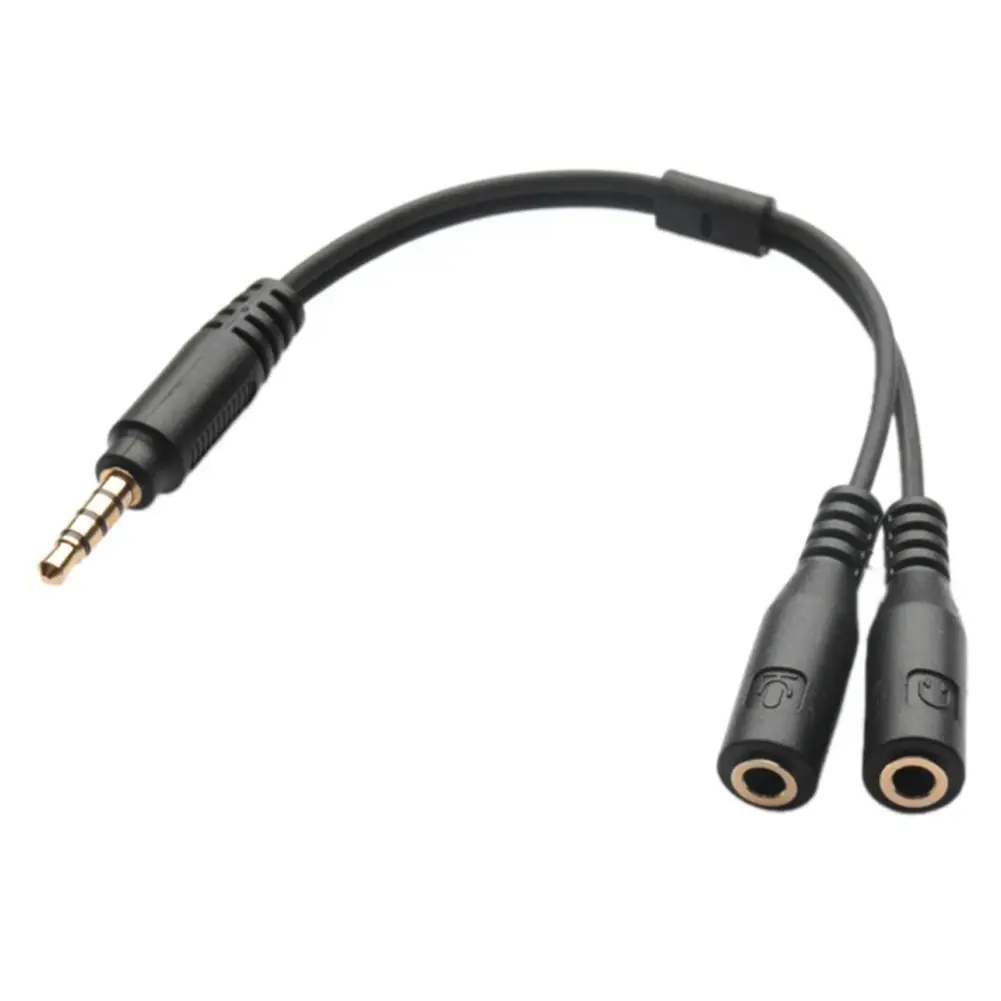 

3.5mm Headset Splitter Adapter Cable TRRS 3.5 Male to Dual TRS Female Jack Mic Headphone Audio Extension Cord for Computer Phone