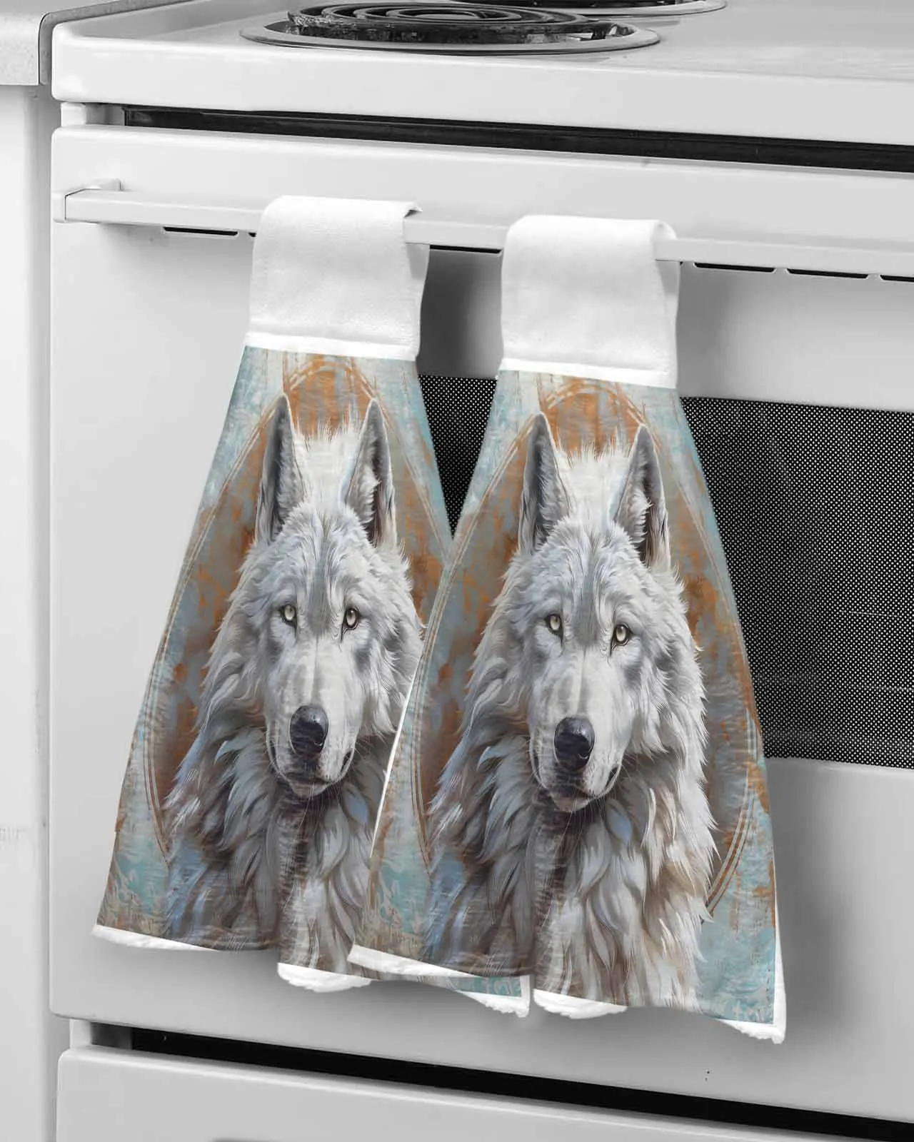 

Animal Wolf Ears Hand Towels Microfiber Bath Hanging Cloth Quick Dry Cleaning Cloth Xmas Kitchen Towel