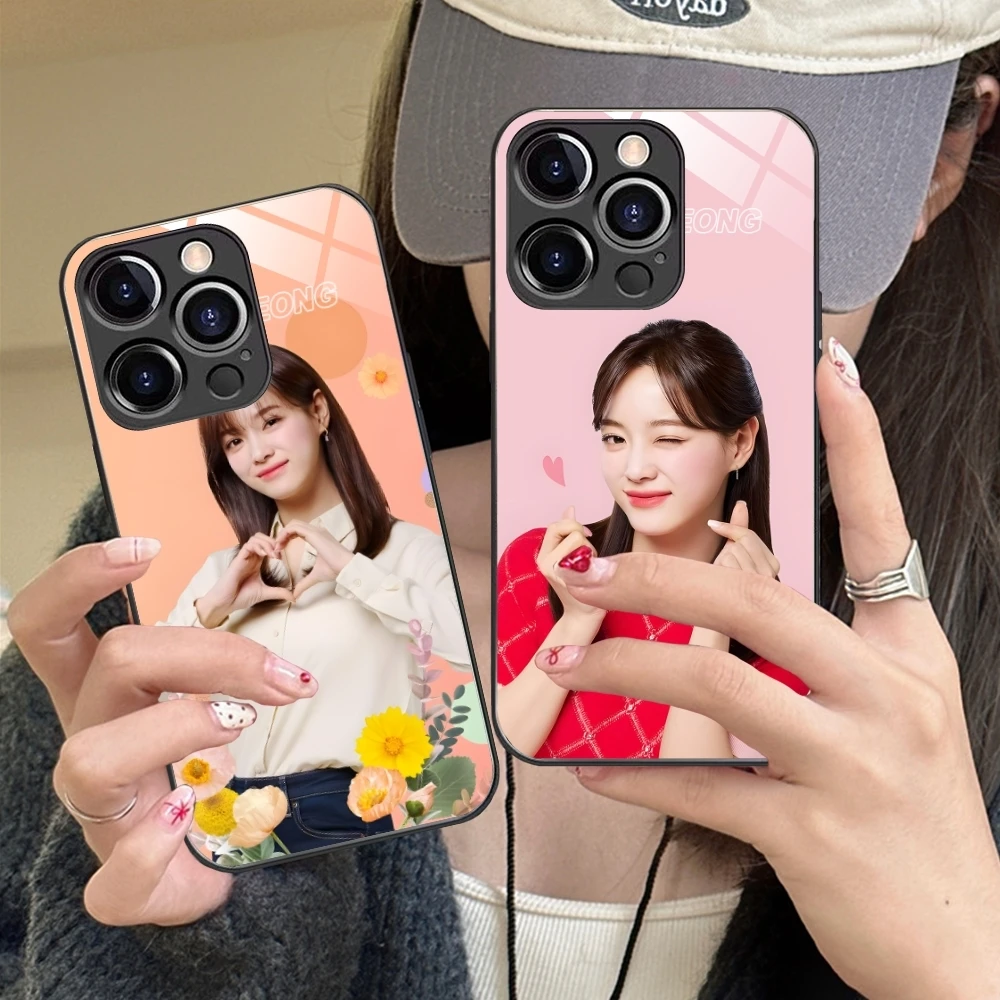 Cute Kim SeJeong Mobile Cell Phone Case for iPhone 15 14 13 12 11 X XR XS 8 Pro Max Plus Mini PC Glass Phone Cover Shell