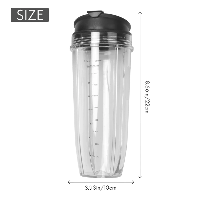 32-Ounce Cup With Sealed Lid Ninja Replacement Parts And Accessories For Nutri Ninja Auto-IQ 1000W And Dual Blender