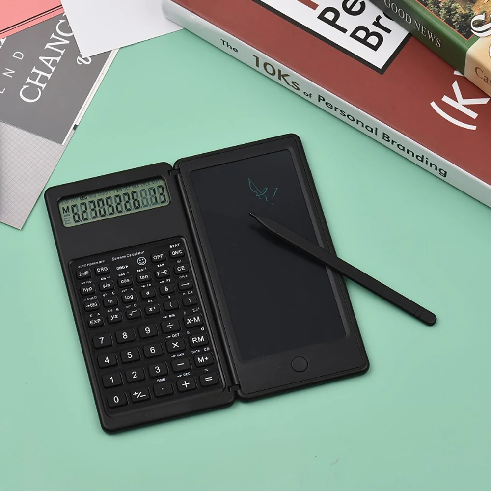 Tablet gambar Digital kalkulator portabel, Tablet tulis layar LCD 6 inci, lipat, kalkulator ilmiah, Tablet menggambar Digital dengan pena Stylus