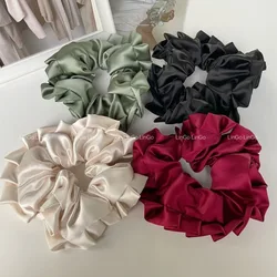 2024 Korean Satin Pleated Scrunchie Headdress for Women Girls Summer Fashion Colored Ruffled Large Hair Band Hair Accessories