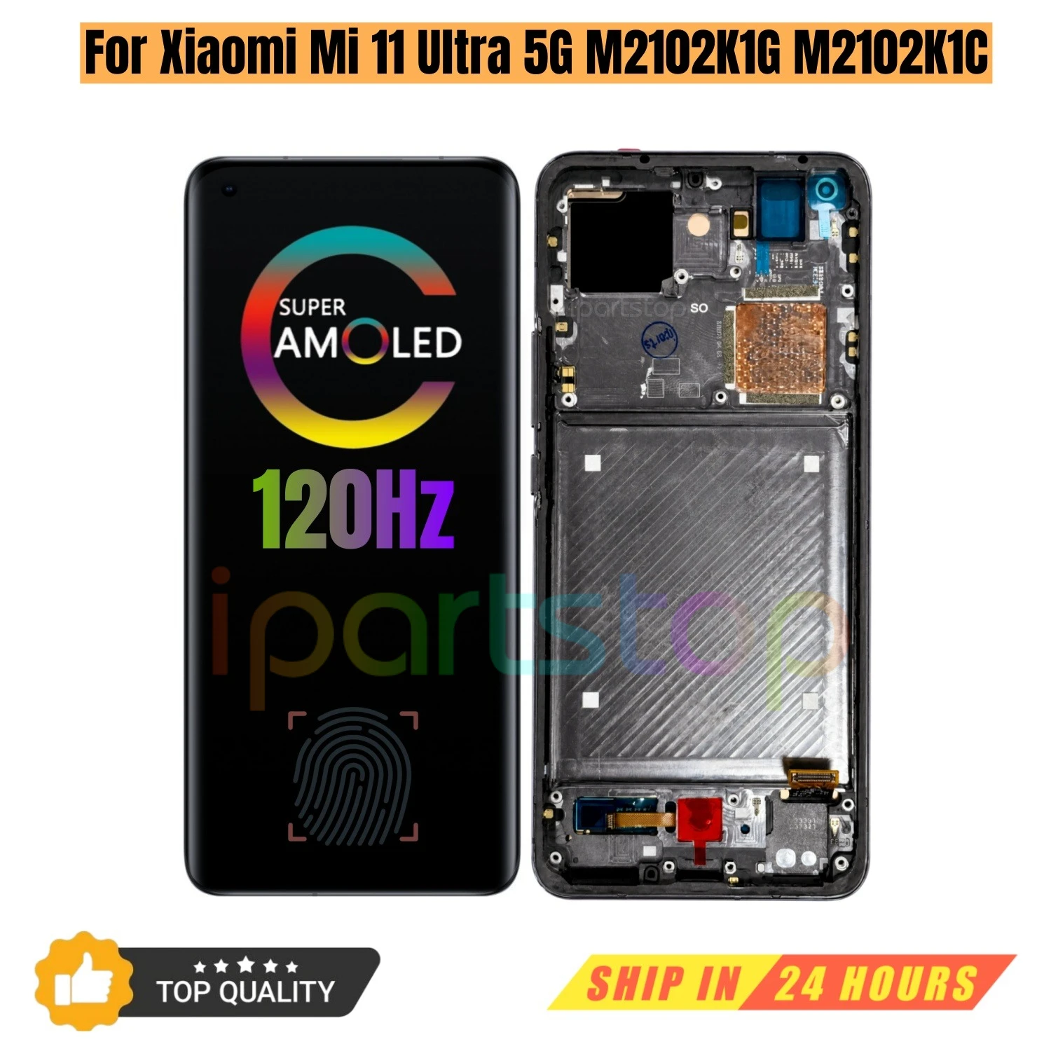 iParts Replacement Display for Xiaomi Mi 11 Ultra 5G M2102K1G M2102K1C 120Hz AMOLED Touch Screen with Frame Assembly OEM Tested