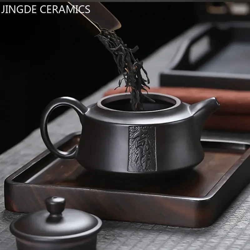 Tradition Yixing Purple Clay Tea Pot Raw Ore Black Mud Ball Hole Filter Kettle Chinese Zisha Tea Set Customized Beauty Teapot