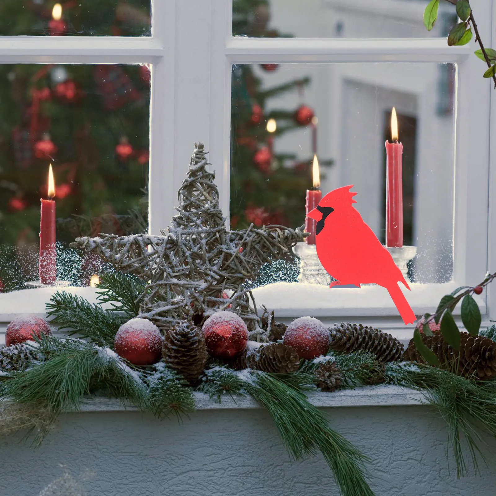 

4Pcs Wooden Bird Decor Christmas Themed Ornaments Realistic Appearance Design Christmas Bird Decor Festival Ornament