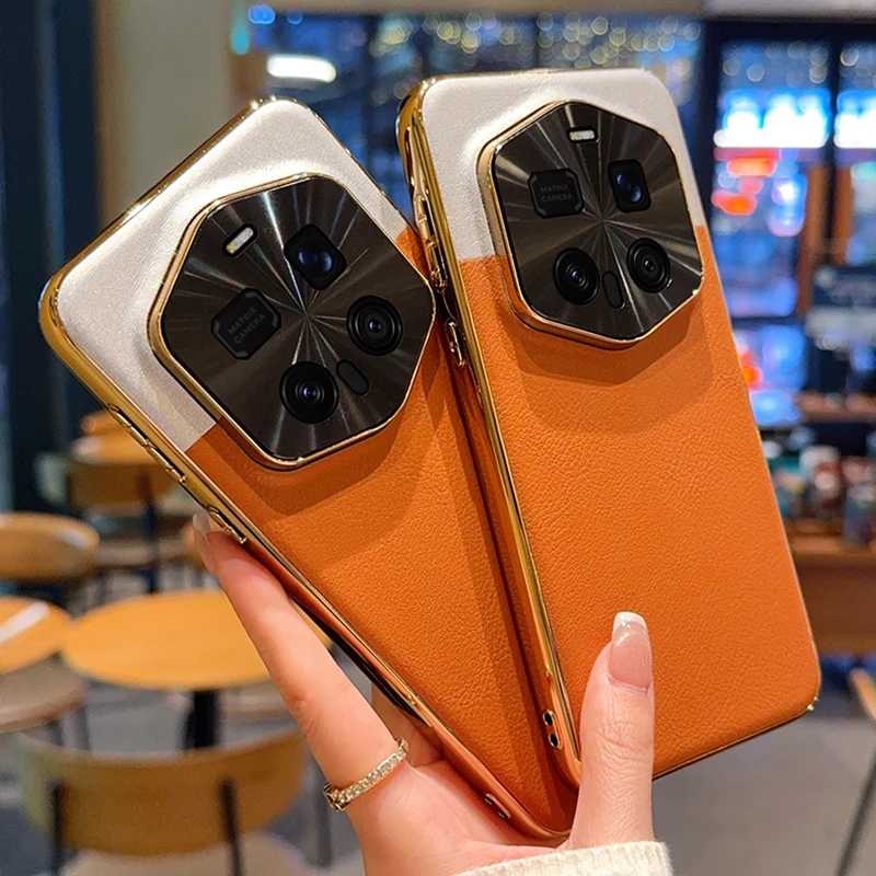 

Оранжевый вентиляционный чехол для Honor Magic 8 Pro 8Pro 7 6 5 4 3 RSR Pro с гальваническим покрытием, роскошный матовый жесткий чехол из ТПУ из кожи, чехол для телефона