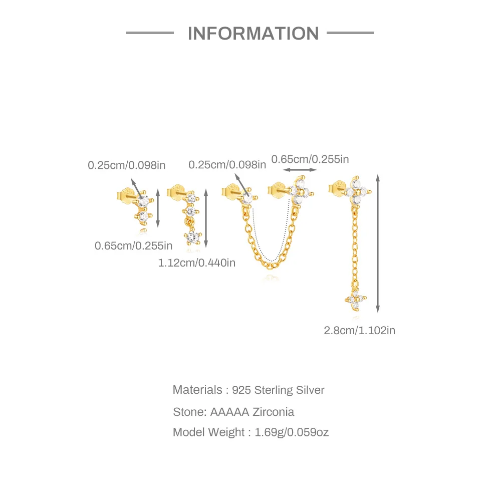 Aide S925 Sterling Silver Ear Jewelry Set Star Moon Evil Eye Zircon Earring Multi-Style Stud & Hoop Earring for Layered Ear Look