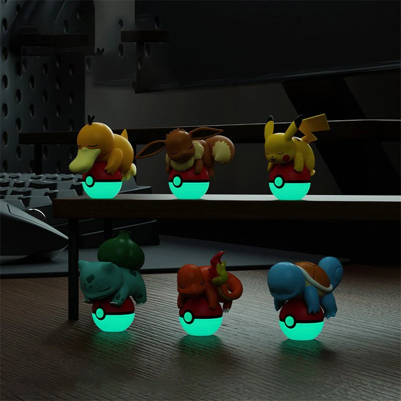 Authentic Pok é mon Pok é Ball Night Light Doll Handmade Pikachu CHARMANDER Doll Model Ornament Children's Toy Christmas Gift