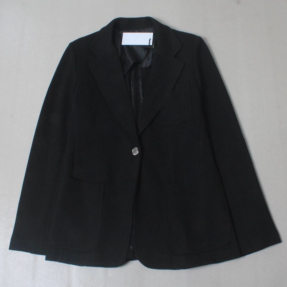 2025 New Women's Classic Fit Floral Embroidery One Button Suit Jacket Commute Style Long Sleeve Single Breasted Pure Color