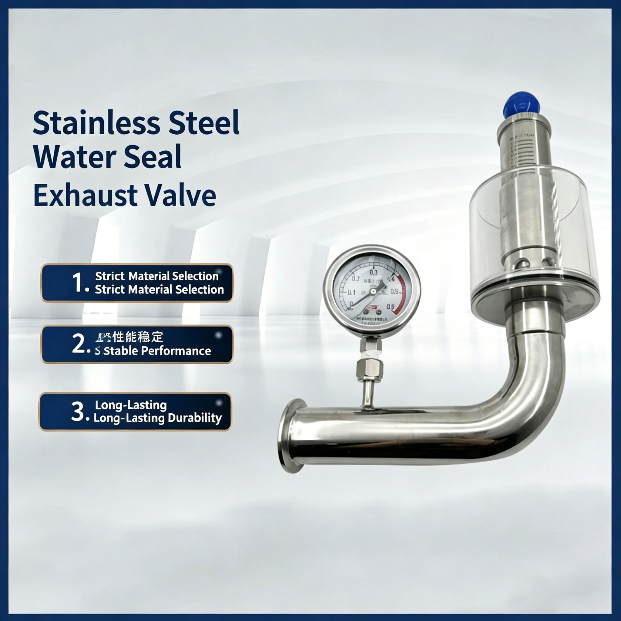

Sanitary Spunding Valve with Pressure Guage SUS304 1.5" Tri Clamp Adjustable Pressure Relief Safety Valve 0.2-2.2 Bar