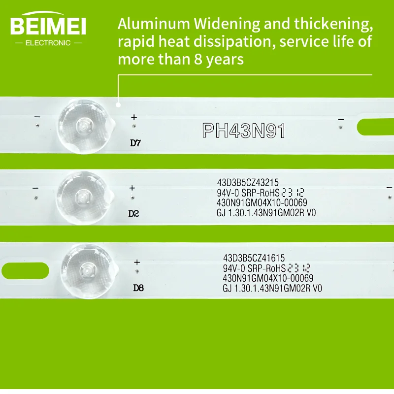 Taśma podświetlenie TV 430 n91gm04x10-00069 GJ 1.30.1.43 N91GM02R V0 PH43N91 podświetlenie TV pasek Led do Phi usta 4 + 4 sztuk/zestaw