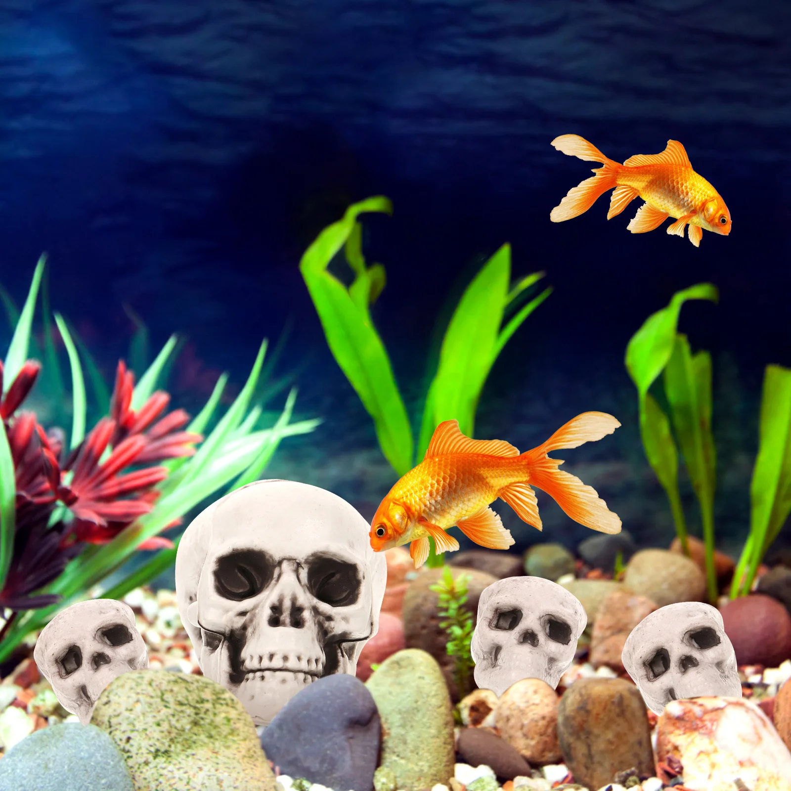 

13Pcs Resin Skull Fish Tank Decoration Aquarium Skull Sculpture Fish Cave Shrimp Hideout Aquarium Decor Fake