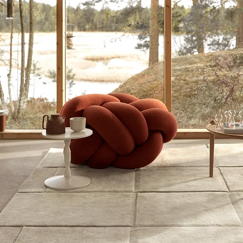 Knitted wool knotted, lazy sofa, fabric stool spherical 3