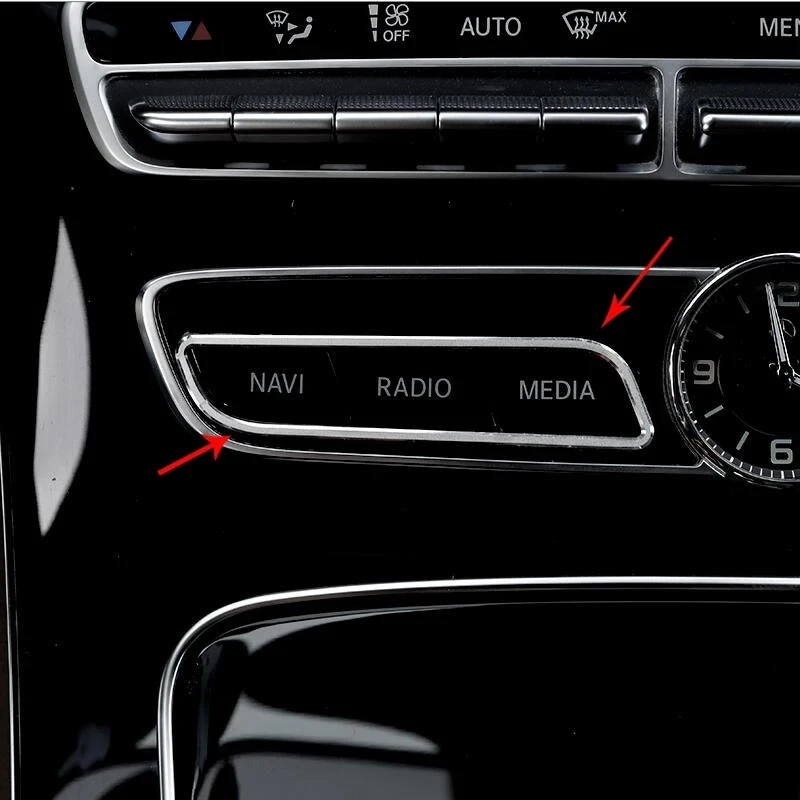 

For Mercedes Benz C E Class W205 W213 GLC Car Styling Center Control CD function Button Decoration frame trim sequins Sticker