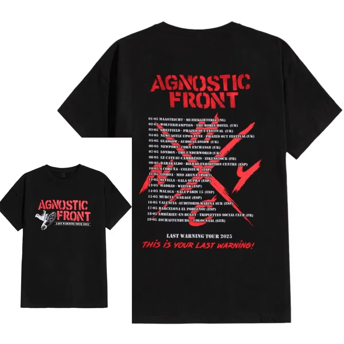 2026 Cool Hot Summer Agnostic Front Punk Rock Skull Graphic Tee Casual Streetwear Cotton T-Shirt for Hardcore