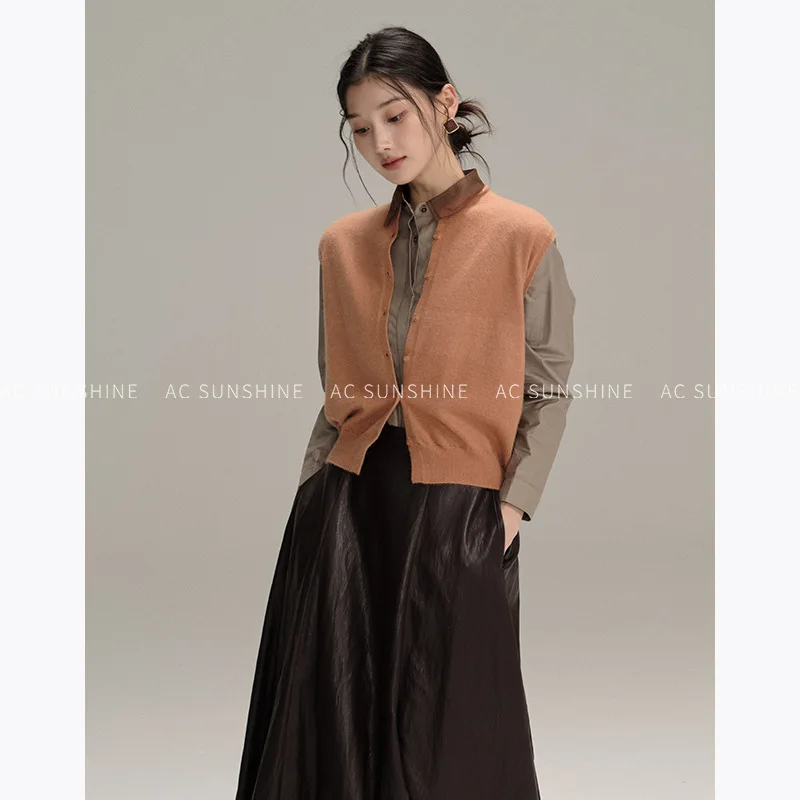 

Жилеты Жилеты Тонкий женский жилет Вязаный весенний кашемировый эластичный утренний Нежный элегантный мягкий удобный прочный современный жилет