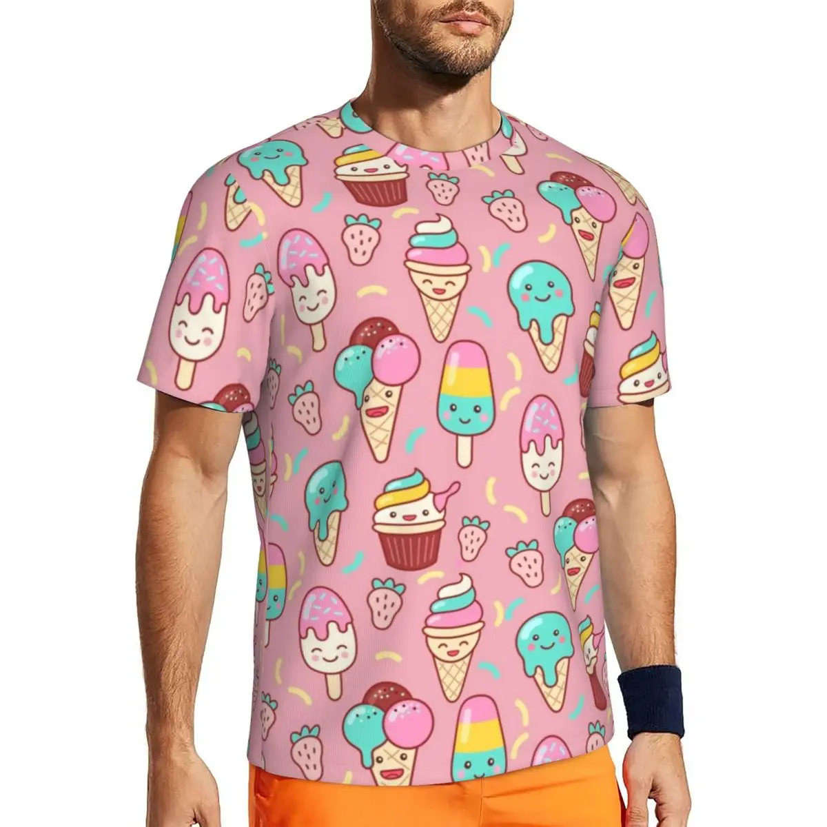 Cute Ice Creams Running T-Shirt Mashup Print Fashion T-Shirts Couple Y2K Fun Tee Shirt Summer Short Sleeve Design Tops