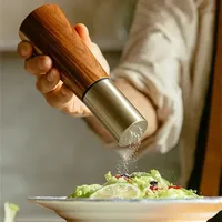 Black pepper grinder sea salt pepper grinder manual acacia wood pepper mill seasoning jar BBQ Japanese style