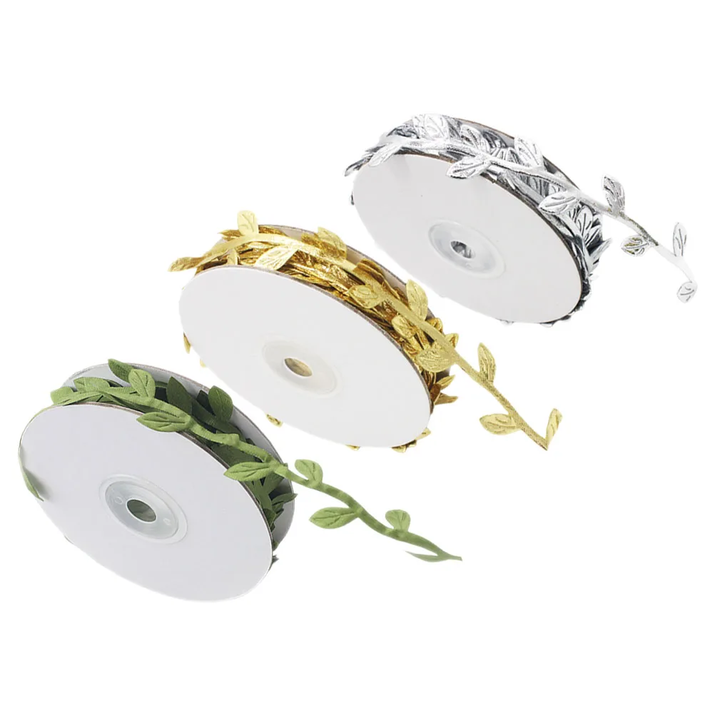 

3 Rolls Gold Ribbons Wired Cloth DIY Party Decorations Thanksgiving Gift Wrapping GarlandLeaf Ribbon