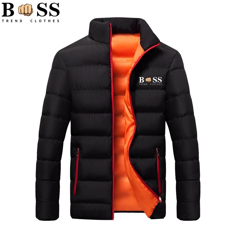 Veste matelassurera en coton noir pour hommes, veste chaude, décontracté, sport, automne, hiver, col montant, optique, manteau d'orteil, nouveau, 2024