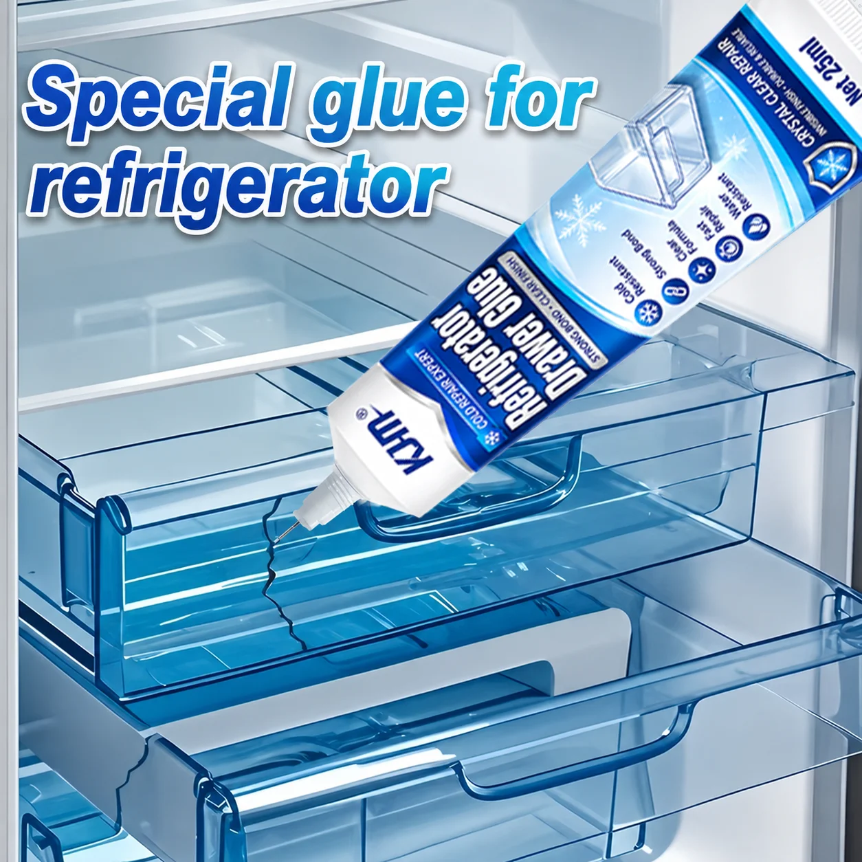Refrigerator Repair Glue Strong Adhesive 25ml For Fridge Drawer Shelf Plastic Parts Quick Dry Low Temperature Resistant Sealant