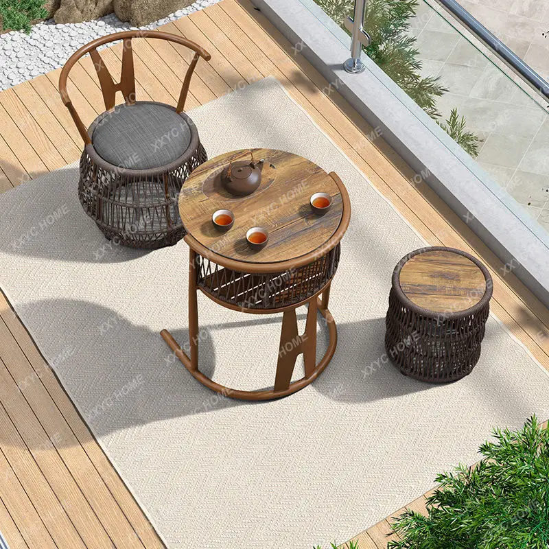 

Стул из ротанга креативный маленький простой маленький чайный столик журнальный столик Набор стульев для балкона