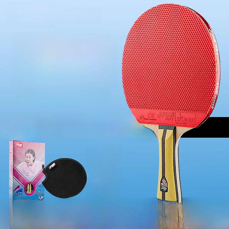 raquette-de-ping-pong-professionnelle-rouge-double-bonheur-serie-star-caoutchouc-long-faconne-simple-face-droite-horizontale