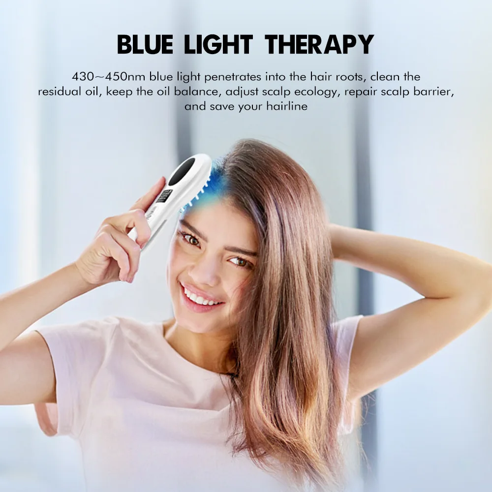 EMS Microcurrent Head Massage Spa Electric Scalp Massager for Hair Growth Comb Essencial Oil Applicator 680nm Red Light Therap