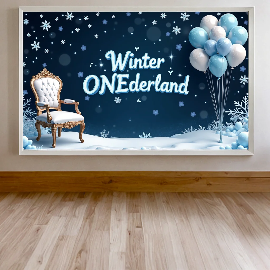 Winter Wonderland Party Decoration Background for First Birthday Photography Props Photo Backdrop Birthday Celebration Banner