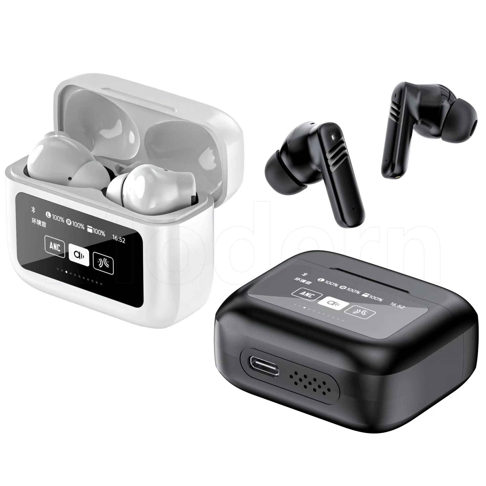 LX-20 ANC ENC Screen Color Dual Bass Wireless In-Ear Earphones With 14 Touch Functions And IPX-5 Waterproof