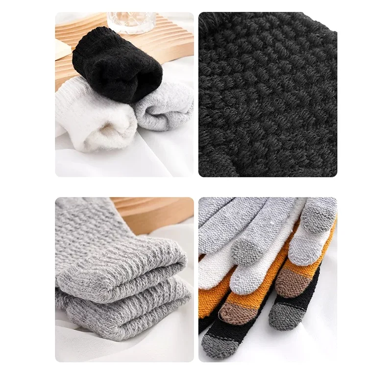 Winter Cashmere Knitted fashion Womens Gloves Autumn Winter Warm Outdoor Cycling Thick Touch Screen Skiing Gloves