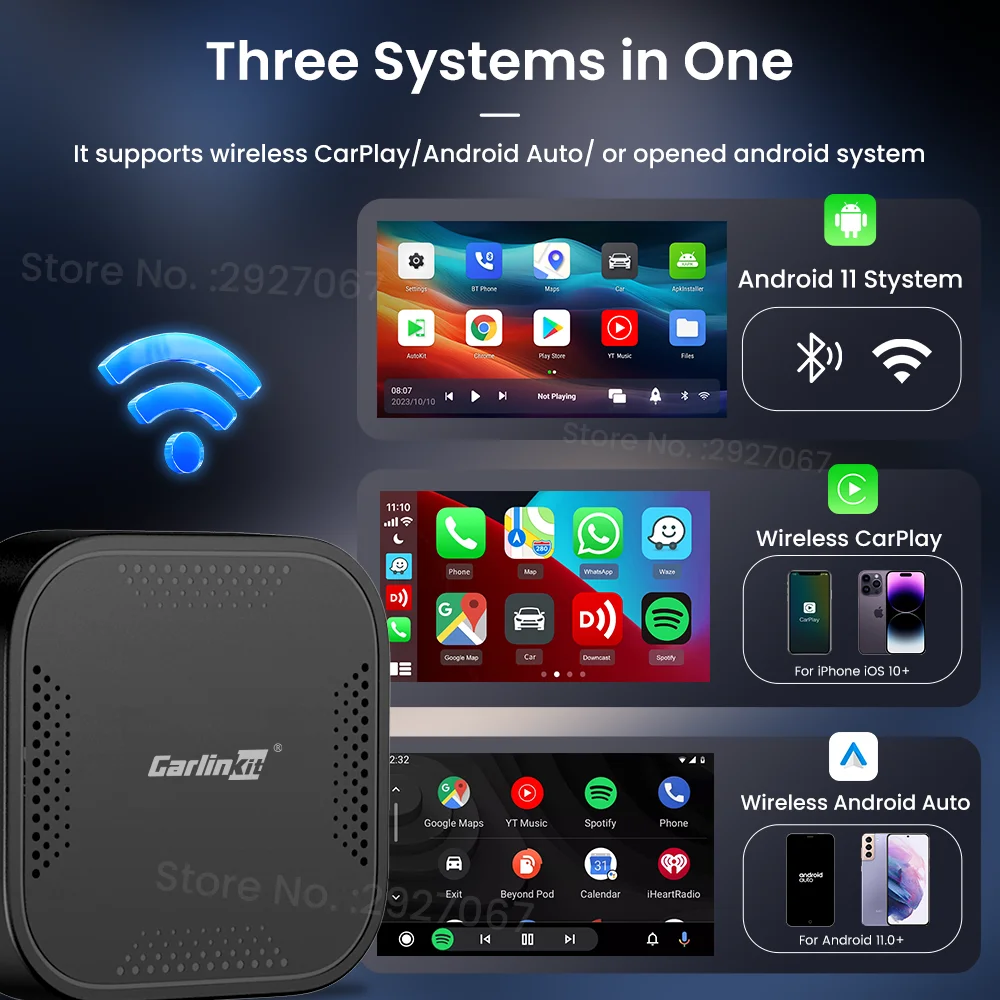 CarlinKit Wireless CarPlay Ai Box QCM2290 Android 11 Smart TV Box  for Netflix Youtube Wireless Android Auto CarPlay Box 5G WiFi