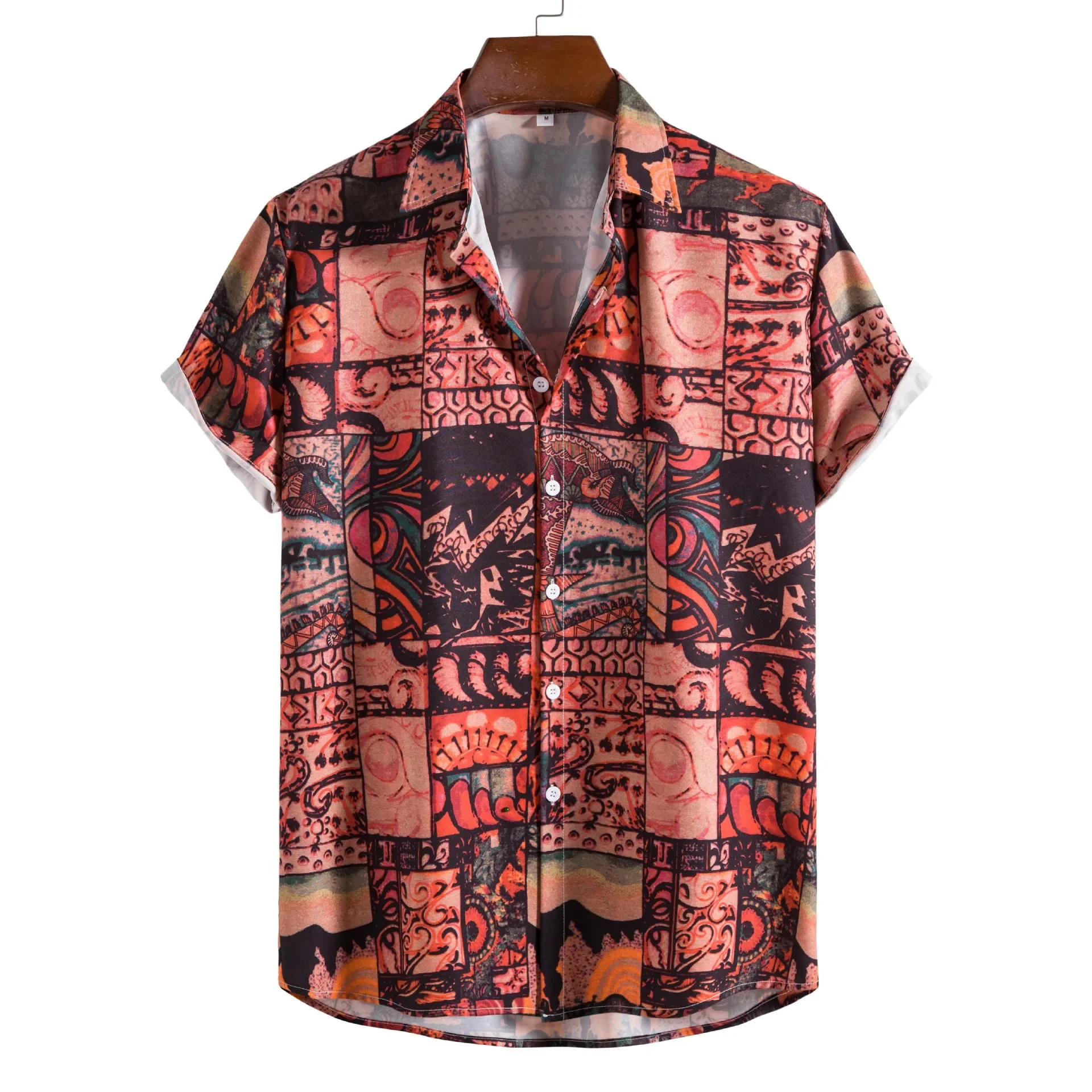 

Mens Medieval Floral Print Beach Shirts Casual Short Sleeve Button Up Hawaiian Shirt New Party Holiday Vacation Clothing Camisas